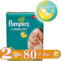 PAMPERS Подгузники New Baby Mini (3-6 кг) Экономичная Плюс Упаковка 80