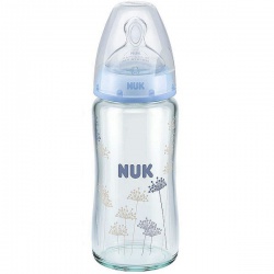 NUK First Choice Plus Бутылочка стеклянная 240 мл, соска силикон (0-6 мес.)