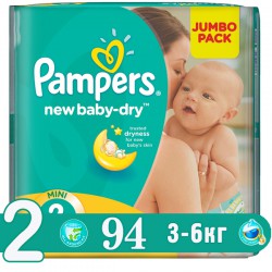PAMPERS Подгузники New Baby Dry Mini (4-8 кг) Джамбо Упаковка 94