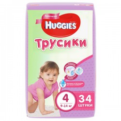 Трусики Huggies 4 для девочек 9-14 кг (34 шт)