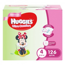 Подгузники Huggies Ultra Comfort 4 для девочек 8-14 кг (126 шт)